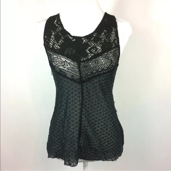 Free People Tops - Intimately Free People Black Crochet Sheer Tank XS